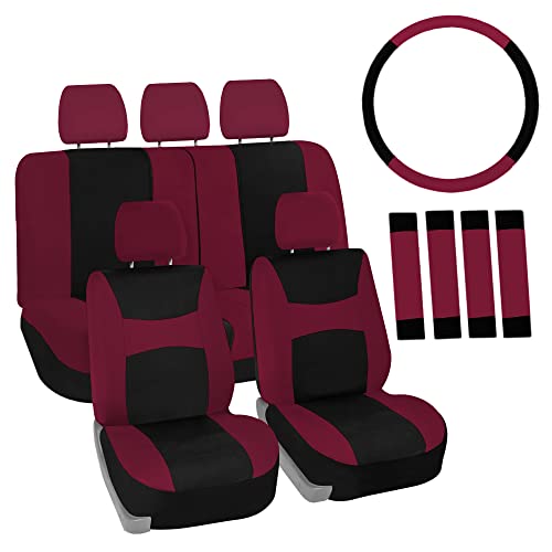 FH Group Car Seat Covers Full Set Cloth,Universal Fit combo,Washa...