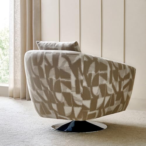 Image of Home Centre | Santo Fabric Swivel Accent Chair with Cushion | Accent Chair for Living Room | Metal | Beige | 1 Year Warranty