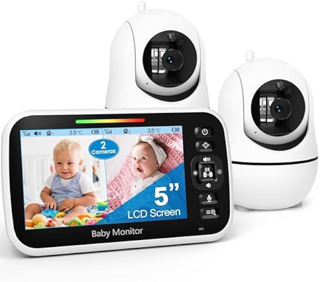 GoodBaby 5" Split Screen Baby Monitor with 2 Cameras and Audio
