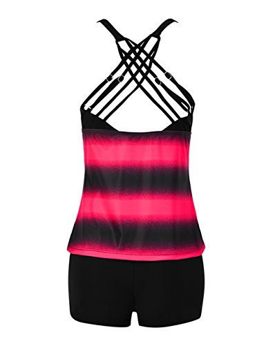 Conjunto de biquíni sexy XUBA feminino, moderno, degradê + shorts de banho vermelho 2GG