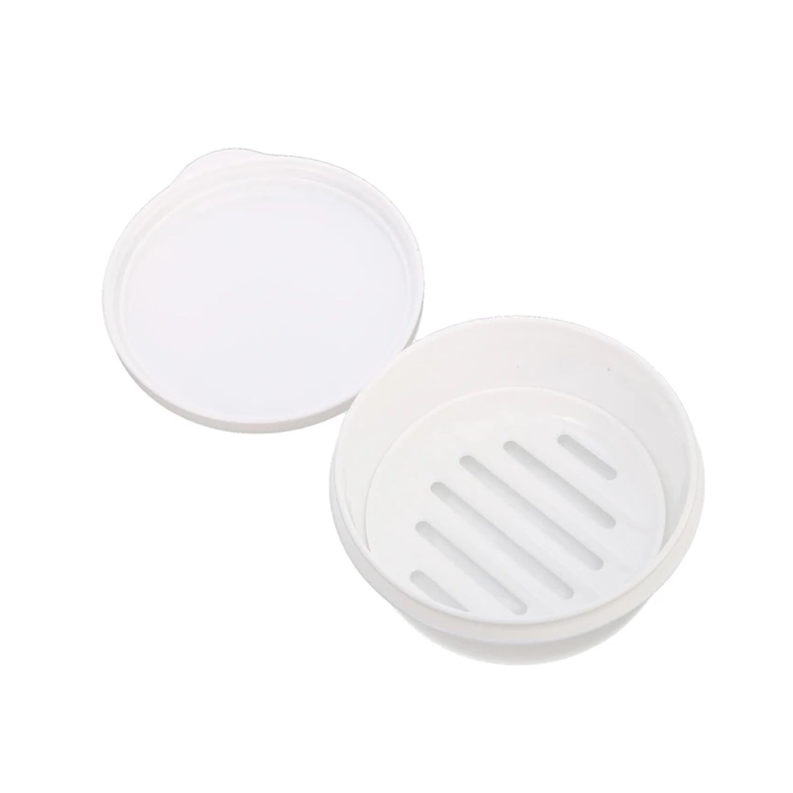 2 pcs,Plastic Soap Container Bar Holder Travel Case Portable Round Dishes with Lid Leak-Proof Box for Shampoo For Bathroom(White)