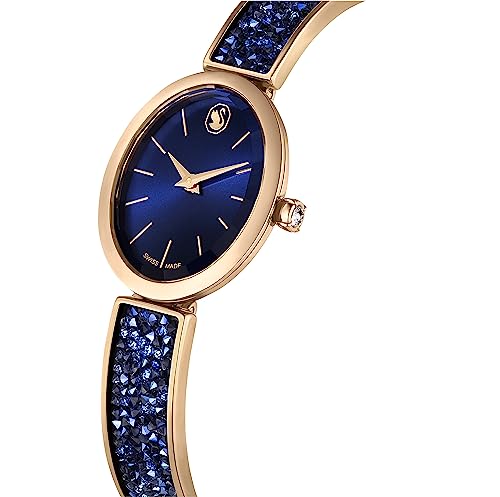 Swarovski Crystal Rock Oval watch, Swiss Made, Metal bracelet, Blue, Rose gold-tone finish by Swarovski - Image 4