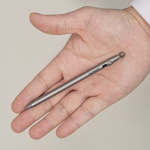 Tacray Titanium Bolt Action Pen, Office Writing Pen, Slim Travel Pen Comes With Schmidt P900M Black Ink Refill & Metal Chain As Lanlard For Easy Carry. Plastic Boxed. #TOP3
