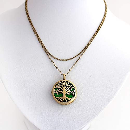 Difusor Colar Aromaterapia Árvore da Vida Ouro Velho