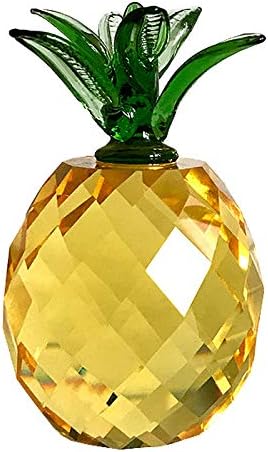 BSGP 1 PC Mini Pineapple Ornament Crystals Glass Figure Paperweight Craft Figurine Home Table DécorYellow