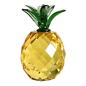 BSGP 1 pieza mini de piña de cristal, figura de pisapapeles de manualidades, decoración de mesa para el hogar, color amarillo