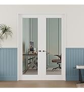 48'' x 80'' (Double 24" x 80") French Interior Doors, Clear Glass Slab Door for French/Pocket Doo...