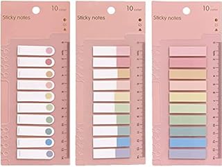 CICILIAYA Index Tabs with Ruler, 3 Pack 600 Pieces Sticky Note Marker, Writable and Repositionable File Flags Colored Page Markers Labels for Reading Notes, Notebook, Books, Classify Files (Color-A)