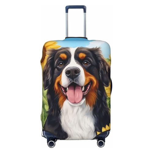 Dog And Flowers Luggage Cover Elastic Washable Protector Anti-Scratch Travel Suitcase Covers With Concealed Zipper For 18-32 Inch Luggage Medium