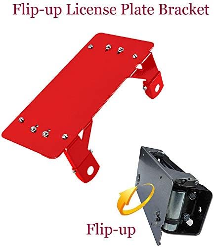 RUGCEL Red License Plate Bracket Flip-Up Roller Fairlead Mounting Holder