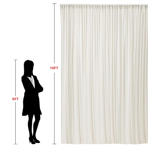 10x10ft Wrinkle Free Ivory Backdrop Curtain for Parties Soft Fabric Drapes Wedding Ivory Curtain Backdrop for Birthday Party Decorations Background for Photography 5x10ft,2 Panels - Image 7