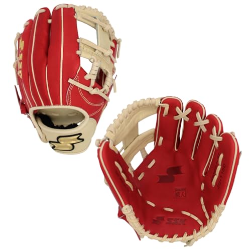 SSK Z9 Maestro Infield Baseball Glove 11.25 - 11.5 - 11.75 - 12 Right & Left Hand Throw (Cardinal/Camel - I Web 11.5 - Right Hand Throw)