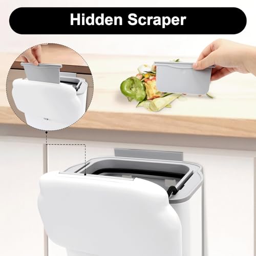 Tefola Hanging Kitchen Bin with Lid, 9L Foldable Food Waste Caddy, Small Recycling Bin, Under Sink Plastic Garbage with Wall Mount for Under Sink, Cupboard Door, Cabinet, Motorhome, Kitchen, Bathroom - Image 6