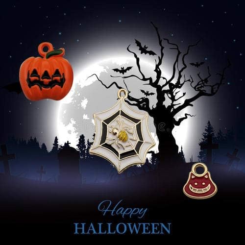 21pcs Assorted Gold Plated Enamel Halloween Decorations Charm Pendant for DIY Jewelry Making Necklace Bracelet Earring DIY Jewelry Accessories Charms (M223)