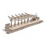 Railway Platform by Ugears: Self Propelled Modular Mechanical Model, 3D Wooden Puzzle for Self Assem
