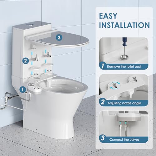 SenDeluz Bidet Aufsatz für Toilette, Nicht Elektrisch Bidet Toilettenaufsatz Bidet Mit Einziehbare Selbstreinigende Dual Nozzle Einstellbarer Bidet Druckschalter Warm- und Kaltregulierung für Wash