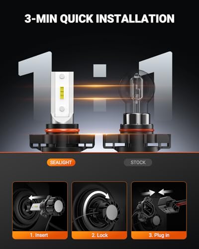 Image of SEALIGHT 5202 LED Fog Light Bulbs, 18000LM 800% High Bright 50000 Hours Lifespan PS19W PS24W Fog Lights Led 5202 LED Bulb, 6500K Cool White Strong Penetration 5202 Fog Light Bulbs, Pack of 2