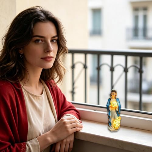 Sculpture Vierge Marie lumineuse USB pour sérénité - 2