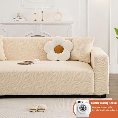 Image of Universal 4 Seater Sofa Cover Big Elasticity Slipcover for Couch Protector Stretchable Four Seater Sofa Cover 220 GSM Sofa Slipcover (Cream Lining, 270-300cm)
