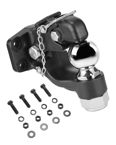 VEVOR Gancio a Perno 13605 kg Gancio di Traino, Combinazione, Sfera di Traino, per Anello a Lunetta 63,5 a 76,2 mm Kit di Montaggio, Adesivi di Avvertenza Fosforescenti, Verniciatura a Polvere Nera