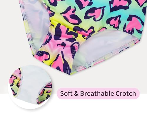Image of Girls Bathing Suits Colorful Swimsuits with UPF 50 + Sun Protection Sleeveless Toddler Kids One Piece Swimwear