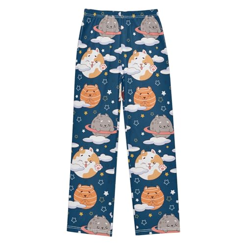 Cute Cats Planets Doodles Boys Pants for Kids Jogger Pants with Pockets S-XL