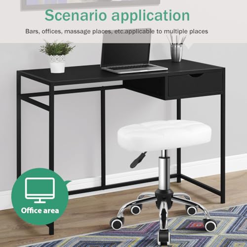 FURWOO Oval Rolling Stool höhenverstellbarer Massagestuhl auf Rädern für Spa Salon Weiß