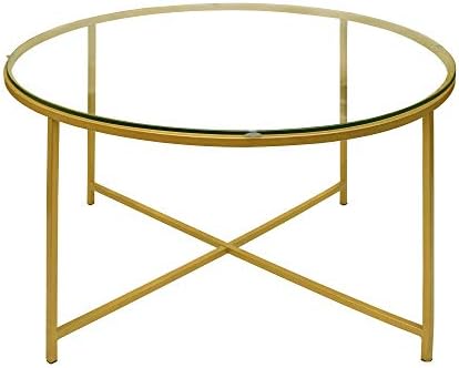 The Urban Port Tup 184805 Couchtisch Rund Metall Glasplatte Und Sockel In X Form Gold Und Transparent Amazon De Kuche Haushalt