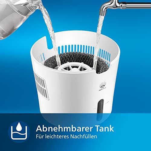 Philips Nawilżacz powietrza - Nawilżacz Pomieszczenia do 25 m², Technologia NanoCloud, Tryb Cichy, Zbiornik 2l (HU4801/01)