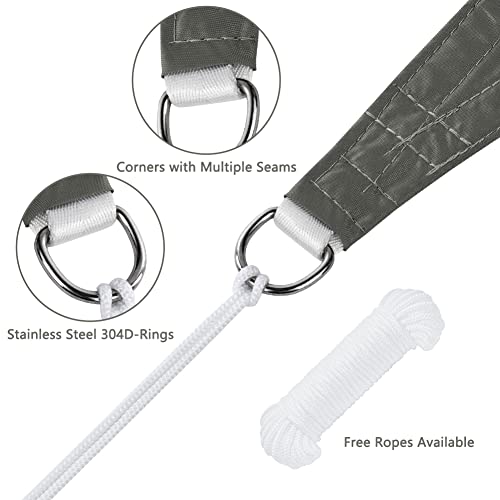 OFFCUP Sun Shade Sail, 2m x 3m Rectangle Awning Canopy, 160gsm Waterproof Shade Sail Garden Sun Sail Patio Canopy 90% UV Block with Free Rope, for Outdoors, Garden, Patio, Yard, Party (Grey) - Image 3