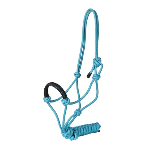TuffRider Rugged Rope Halter Braided Noseband with Matching Lead-Light Terquish Blue-Horse
