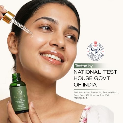 Image of Radiance 7-in-1 Face Serum | Ayurvedic Organic Bakuchiol & Seabuckthorn Serum for Glowing Skin | Fast-Absorbing, Hydrating & Vegan | Anti-Aging & Brightening | 30ml