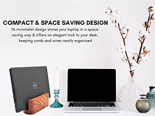 Soporte vertical de madera para laptop con ranura ancha miniatura 5