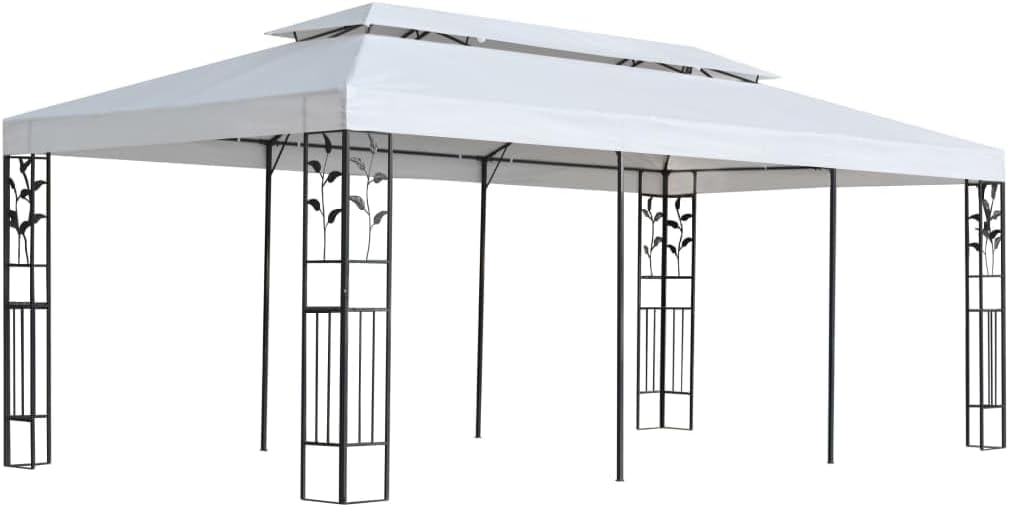 vidaXL Gazebo, Canopy Tent with 2-Tier Roof, Patio Pavilion with Steel Frame, Wedding Party Tent Sunshade for Garden Backyard Beach, White