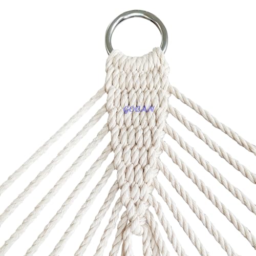 Image of GOCAN Mesh Hammock,Cotton Rope hammocks with Chains Hooks Tree Straps fit Stands from 9' to 15' for Outside Indoor Patio Yard