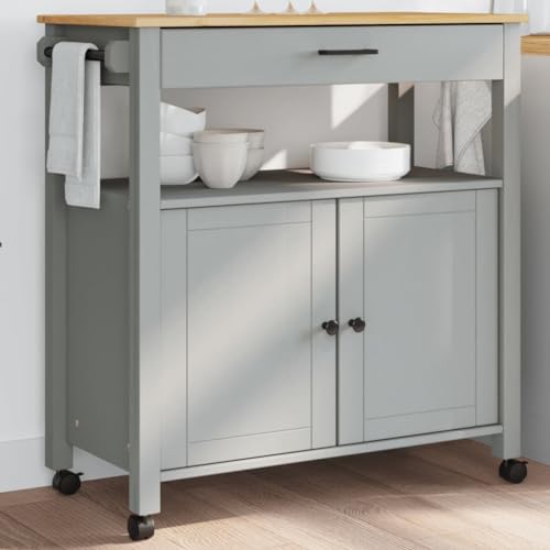 Gecheer Carrito de Cocina Monza Madera Maciza de Pino 84x40x90 cm,Carrito verdulero para Cocina,Carrito Auxiliar Multiuso,Carros de Servicio,RY-6
