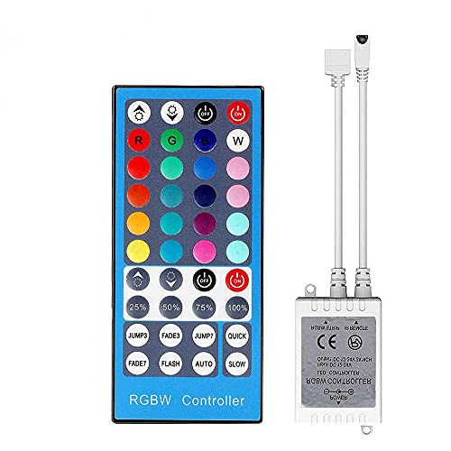JIATONG Adaptador controlador RGBW para 5050 RGBWW LED Strip Light 40 teclas IR remoto 5 pinos conec