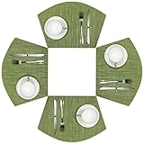 SHACOS Round Table Placemats Set of 4 Wedge Placemats Heat Resistant Round Table Mats Wipe Clean (4,...