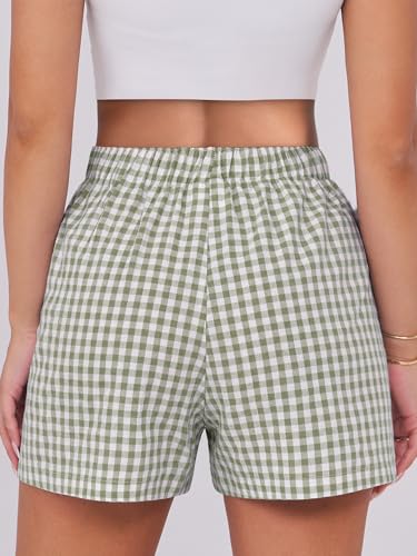 Image of ANRABESS Boxer Shorts for Women Gingham Pajama 2026 Summer Casual Lounge Sleep Plaid Shorts Y2K Beach Bottoms