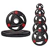 Strongway® Olympic Weight Plates Discs for Barbell Bar – 2 Inch (2″) / 50mm Hole – Rubber Coated Cast Iron Weights – Tri Grip – Range of Weights and Sizes