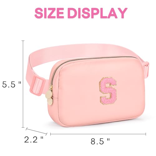 Image of mibasies Initial Fanny Pack for Girls, Birthday Gifts for 4 5 6 7 8 9 10 11 12 13 Teen Girl - Cute Personalized Trend Stuff - Peach S