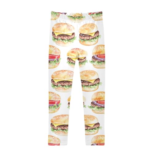 Set of Burgers Girls Leggings,Workout Leggings for Girls Toddler Athletic Legging Size for 3-10T