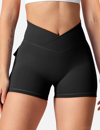 YEOREO CoreFlex Scrunch Workout Shorts with Pockets Charm Gym Biker Shorts for Women High Waisted Booty Yoga2