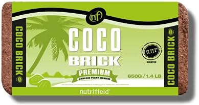 Coco Coir Mini Brick 650 Gram Block Expands to 9 Liter / 2.3 Gallon Pure Coconut Coir Fiber RHP Certified Pre Buffered Organic Plant Potting Soil for Indoor Outdoor Flower / Vegetable Garden