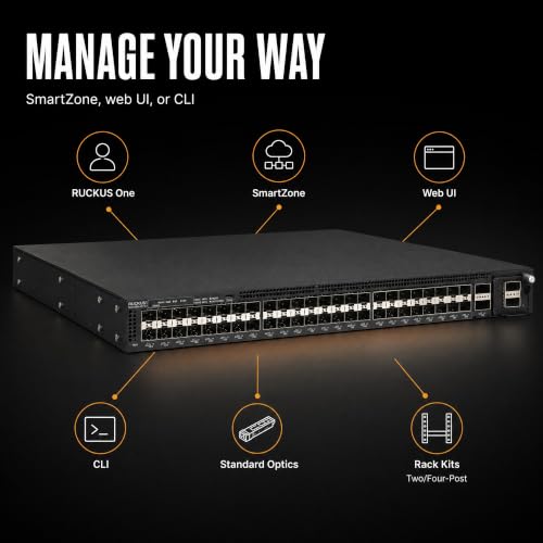Image of Ruckus ICX7850-48FS Managed Switch, 48x 1 /10GbE SFP+ with MACsec line-Rate encryption, 8x 40 /100GbE QSFP28 Uplinks, Dual Hot-Swap PSU - Distributed-Chassis Core Switch, 100G Wire-Speed
