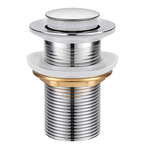 Preisvergleich Produktbild Ablaufgarnitur Ohne Überlauf für Waschtisch, WOOHSE Universal Ablaufventil 1 / 4" Abflussgarnitur Edelstahl POP UP Abfluss Ablauf Ventil Abflussverschluss Push Open Click Clack für Wasserhahn Bad
