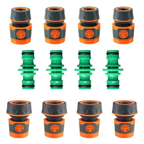 FORMVERSITY 12 Kit Manguera Jardin, Conector Rapido 3/4 Conector Manguera, Quick Connect Water Hose Adapter 1/2, Unir Dos Mangueras Conector Manguera, Accesorios Manguera Jardin