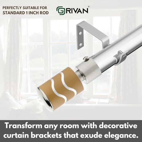 Image of GRIVAN Stainless Steel Curtain Holder Set for Door Window Wall Suitable for 1 Inch Rod Curtain Bracket Support Knobs Accessories (Mustard Yellow, Pair of 4)
