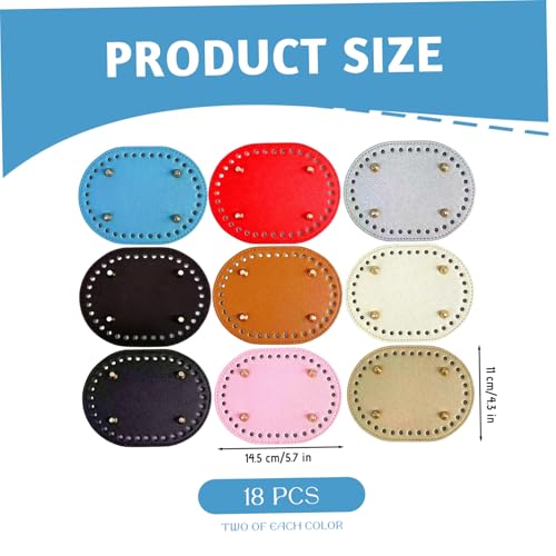 Bases para bolsos de crochet, 18 piezas de cuero ovaladas de 14.5x10 cm con remaches 5