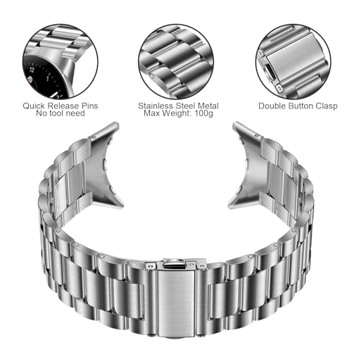 Image of Yeahxing Metal Band for Pixel-Watch 3 45mm 41mm - Stainless Steel Bands for Google Pixel Watch 4 /3 /2 /1 2025, Adjustable Wristband for Men Women